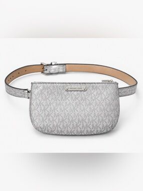 Michael Kors Silver Monogram Belt Bag/Crossbody/ Waist Pack EUC 🩶 RARE